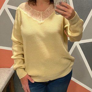 Women's lace collar ribbed sweater NWT